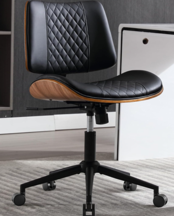 Armless Home Office Chair With Mid-Back, Casters, Adjustable Height, And Swivel