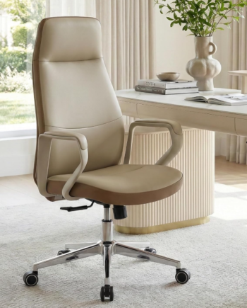 Large Faux Leather High-Back Executive Chair With Tilt Lock