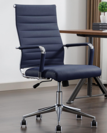 High-Back Leather Ergonomic Swivel Conference/Office Chair With Casters