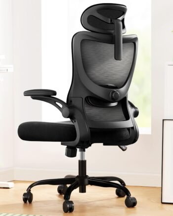 High-Back Mesh Ergonomic Office Chair With Lumbar Support, Swivel Armrests, And Headrest