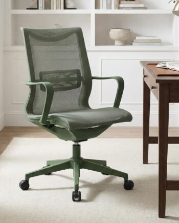 Mid-Back Mesh Office Chair With Lumbar Support, Armrests, Recline, And Swivel Function