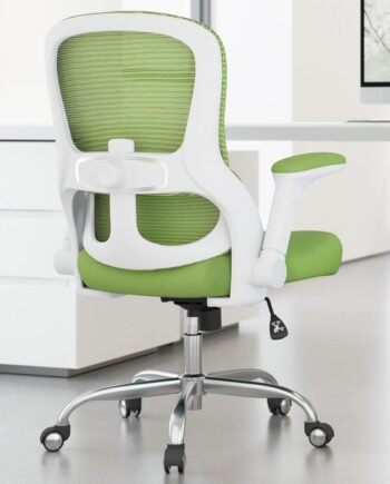 Mesh Ergonomic Office Chair With Lumbar Support, Flip-Up Armrests, And Casters