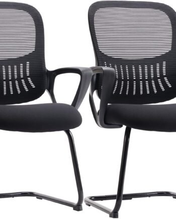 Mesh Ergonomic Office Chair Without Casters, With Lumbar Support (Conference/Reception Use)