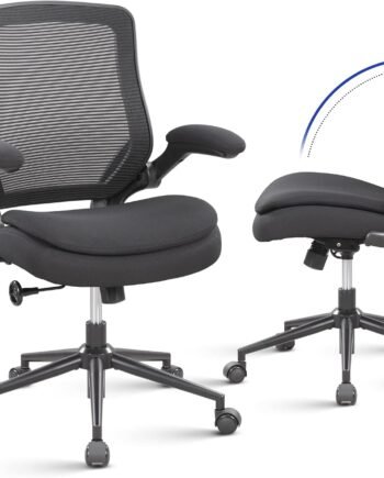 Mid-Back Mesh Ergonomic Office Chair With Flip-Up Armrests And Adjustable Recline