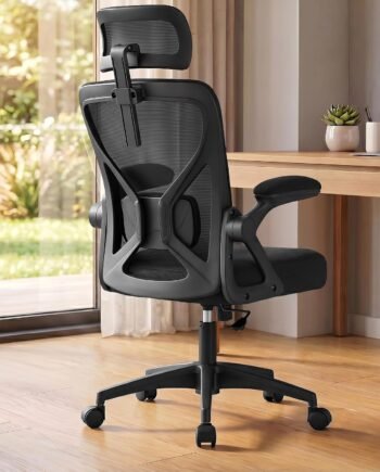 Mesh Ergonomic Office Chair With Lumbar Support, Headrest, And Tilt Function