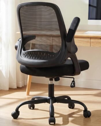 Mesh Ergonomic Office Chair With Flip-Up Armrests, Lumbar Support, And Casters