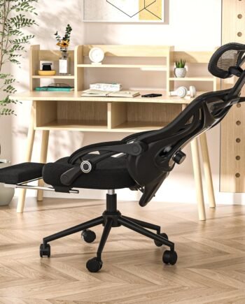 Mesh Ergonomic Office Chair With Recline, Footrest, Lumbar Support, And Headrest