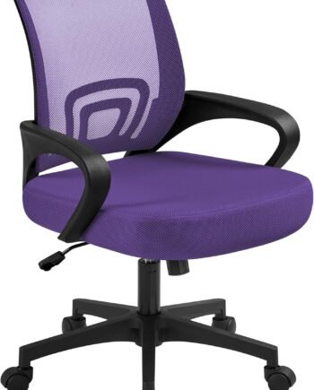 Mid-Back Mesh Office Chair, Adjustable Swivel With Casters (Purple)
